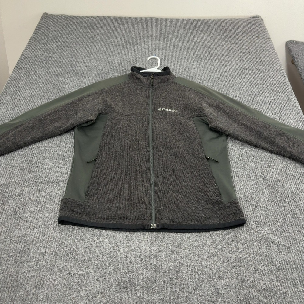 Columbia Jacket Mens XL Gray Wool Blend Omni Wind Full Zip Mock Neck Gorpcore